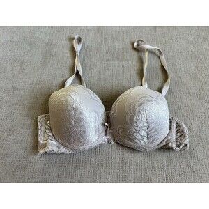 Mauve Lace Bra Beige Underwire Lacey Padded Cup  Womens Size 36B